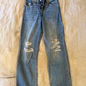 Levi's Blue Distressed Straight Leg Pants